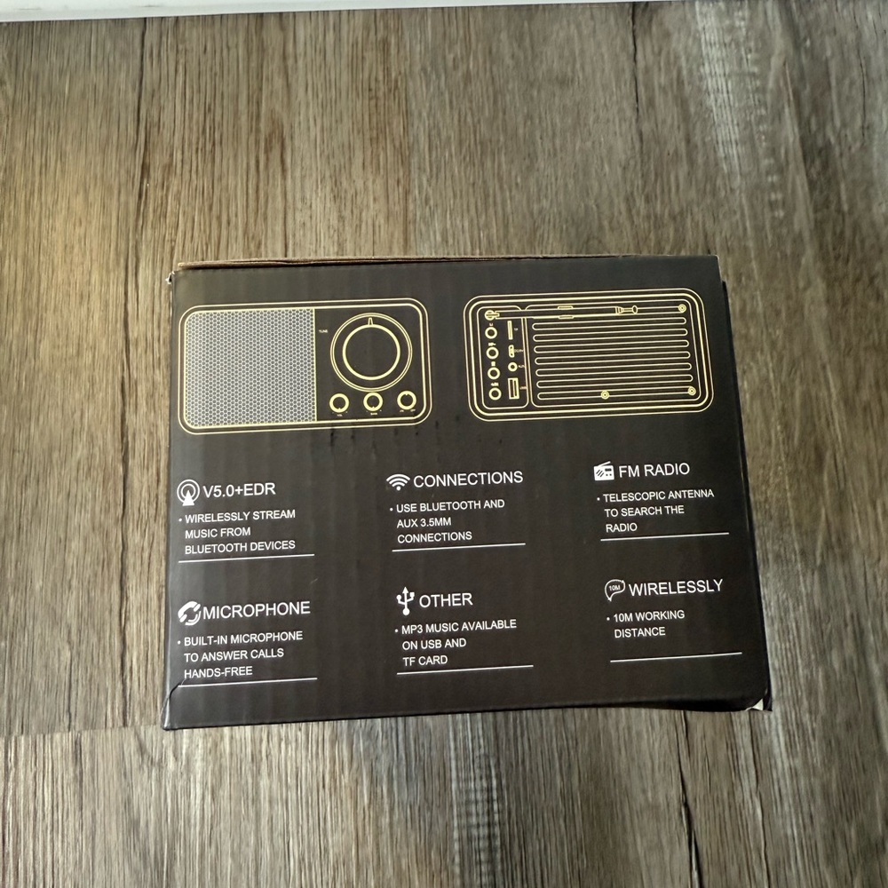 JY-66 Vintage Wireless Bluetooth Music Speaker Wood Grain Retro - Brown NEW - Picture 4 of 6